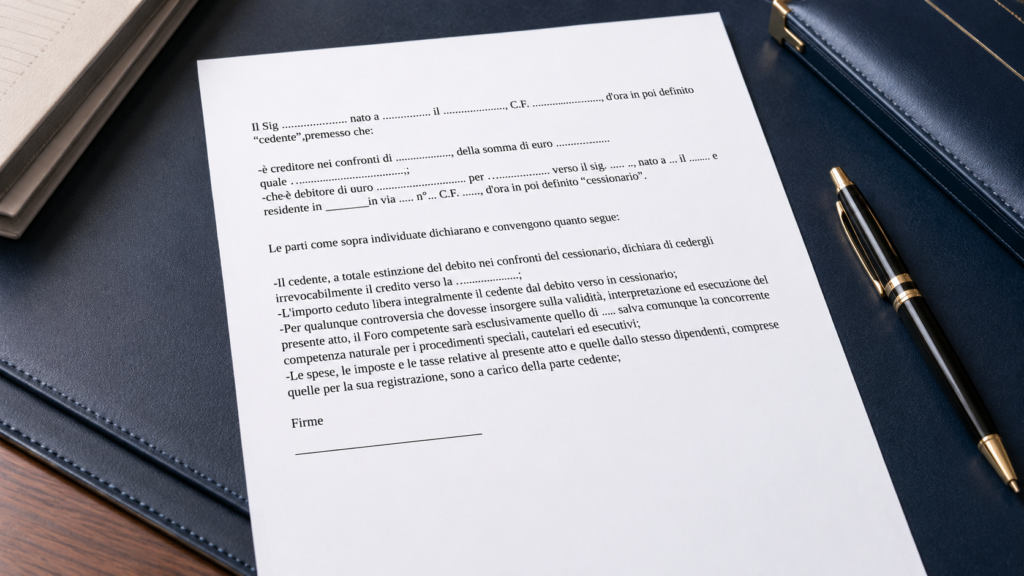 Fac Simile Transazione con Cessione del Credito