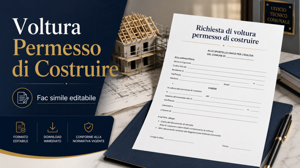 Modello Voltura Permesso di Costruire PDF e Word