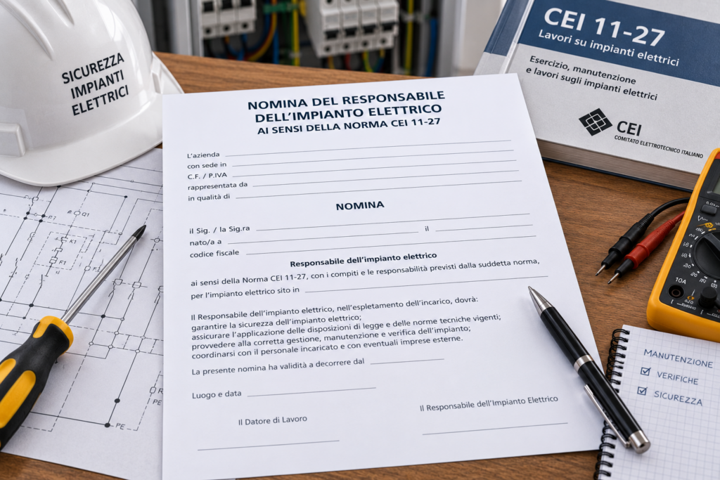 Fac Simile Nomina del Responsabile Impianto Elettrico Cei 11-27