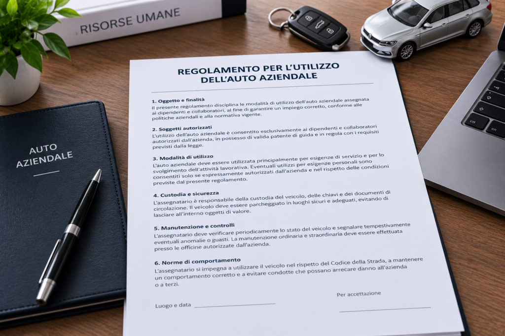 Fac Simile Regolamento per Utilizzo Auto Aziendale