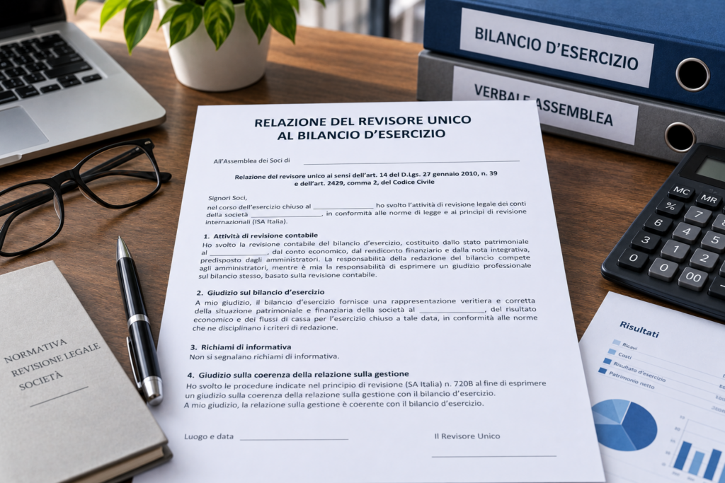 Fac Simile Relazione Revisore Unico al Bilancio