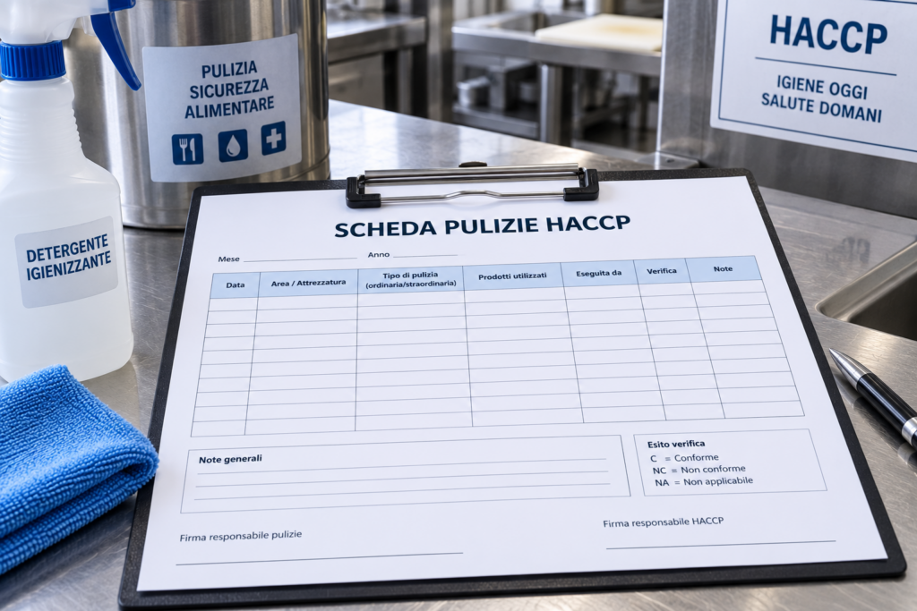 Modello Scheda Pulizie HACCP Word e PDF