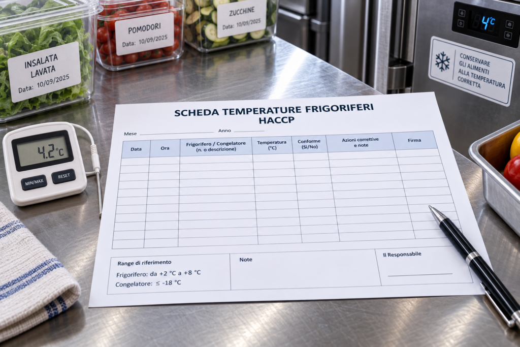 Modello Scheda Temperature Frigoriferi HACCP Word, Excel e PDF