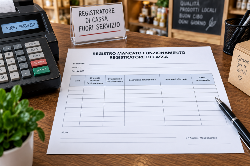 Fac Simile Registro Mancato Funzionamento Registratore di Cassa