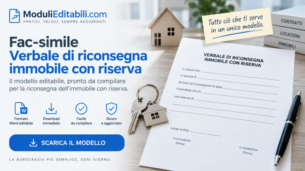 Fac Simile Verbale Riconsegna Immobile con Riserva