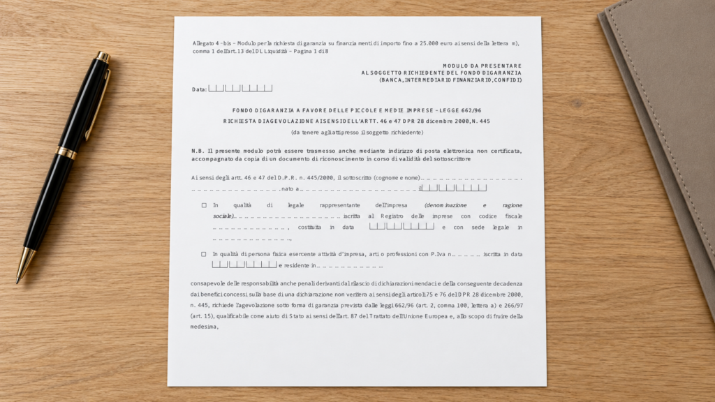 Modello Allegato 4-Bis del Fondo di Garanzia Word e PDF