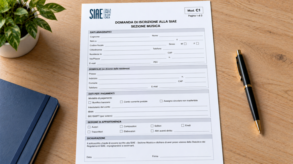 Modello C1 SIAE Word, PDF e Excel