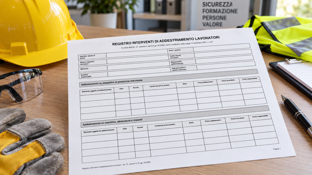 Modello Registro Addestramento Lavoratori Word e PDF