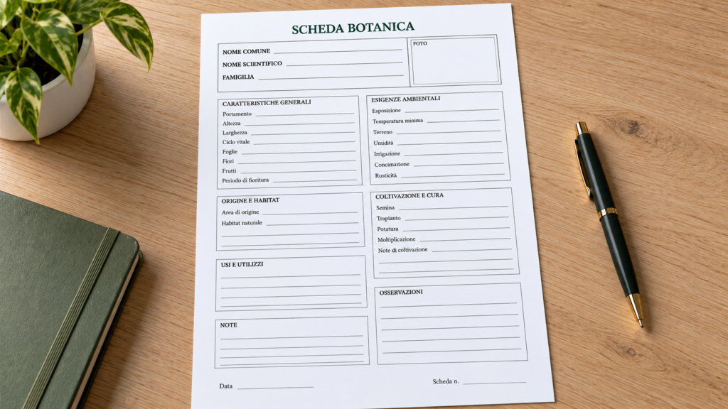 Modello Scheda Botanica Word e PDF Editabile