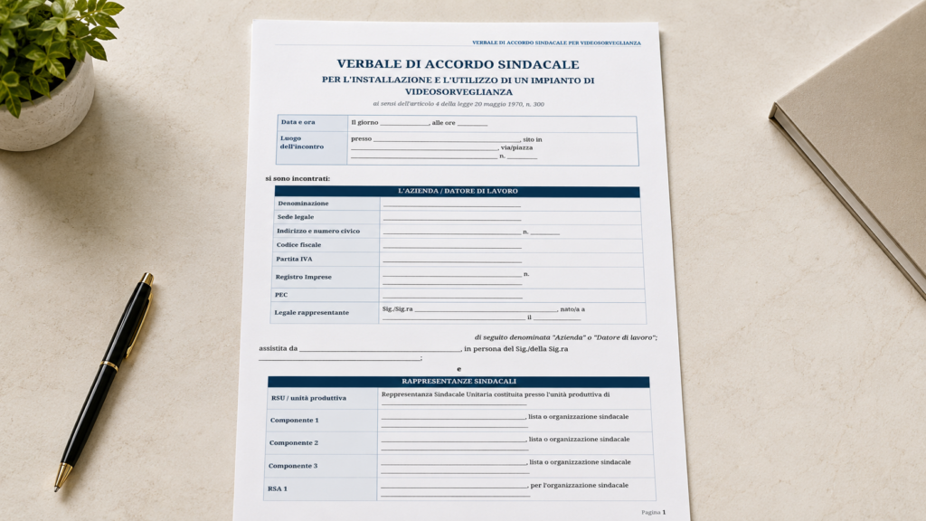 Fac Simile Verbale di Accordo Sindacale per Videosorveglianza