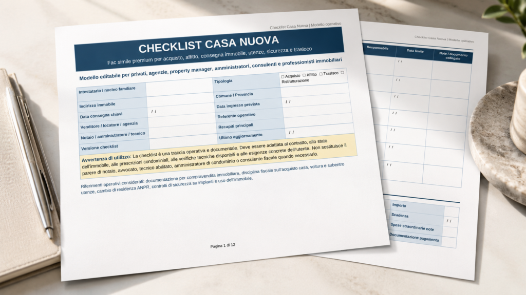 Modello Checklist Casa Nuova