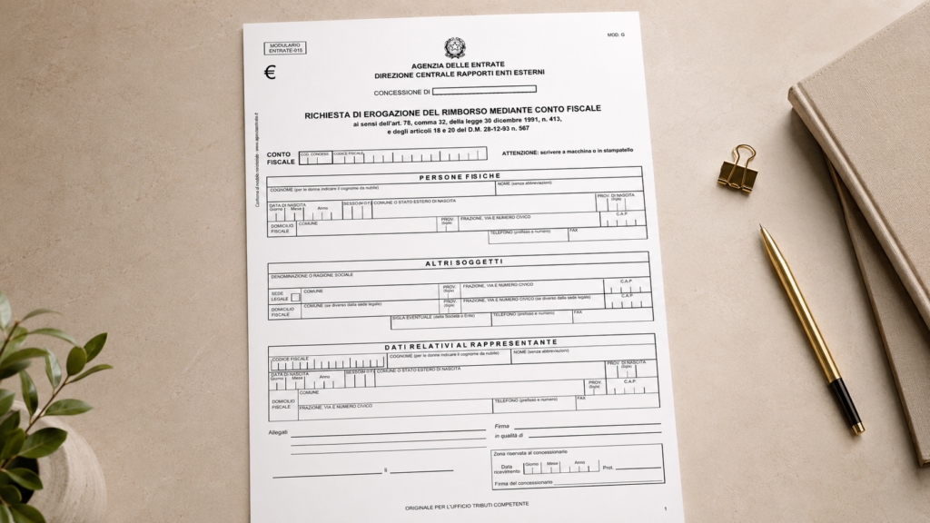 Modello G Conto Fiscale