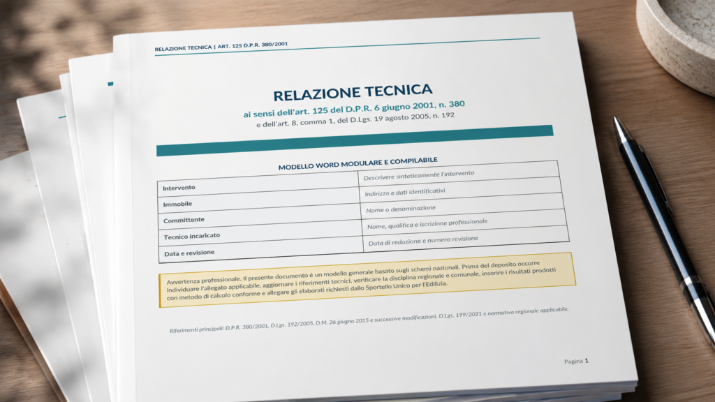 Fac Simile Relazione Tecnica Art. 125 D.P.R. 380/2001