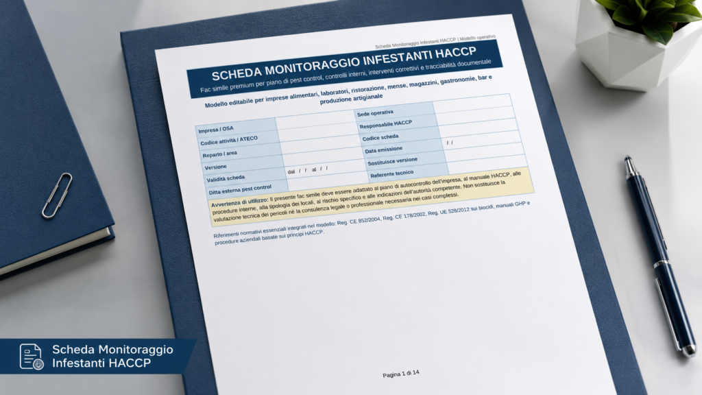 Scheda Monitoraggio Infestanti HACPP
