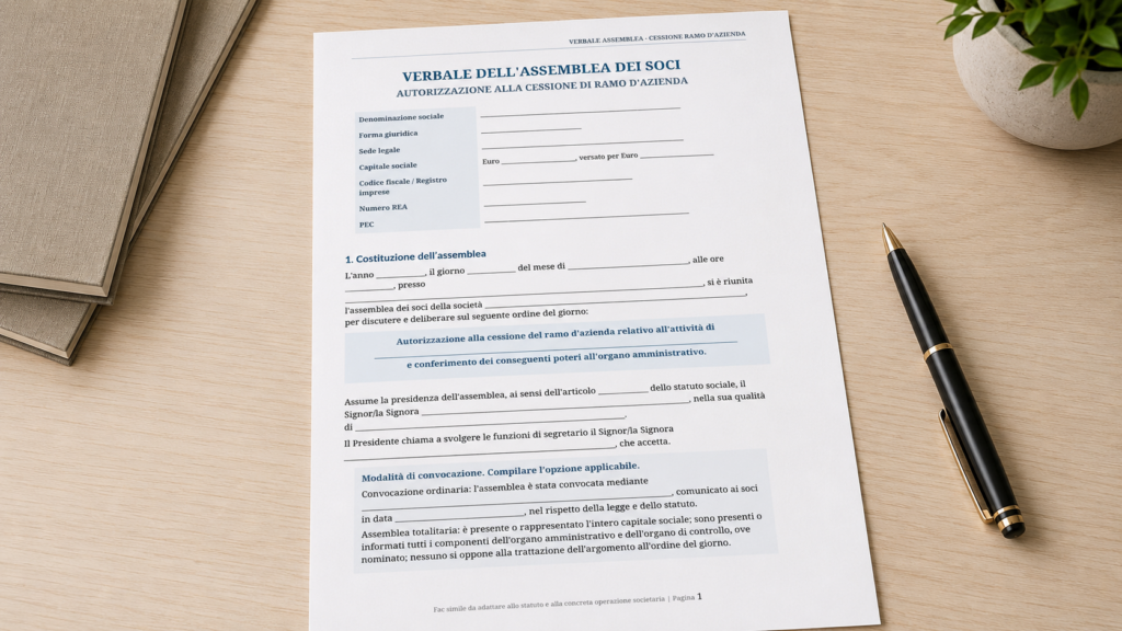 Verbale Assemblea Cessione Ramo d'Azienda