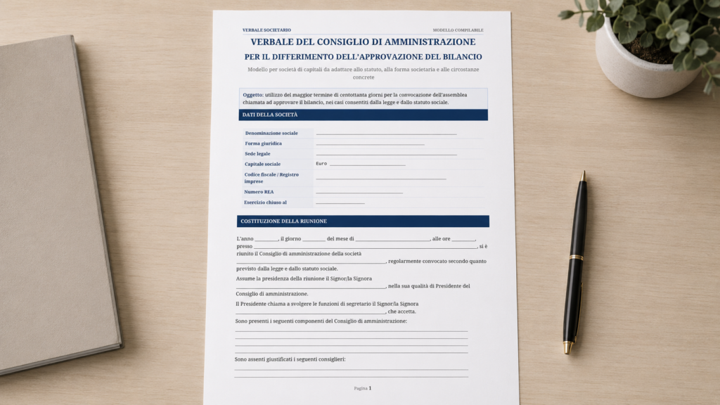 Verbale Differimento Approvazione Bilancio