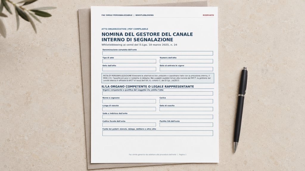 Modello Nomina Responsabile Whistleblowing