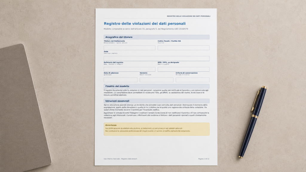 Modello Registro Data Breach