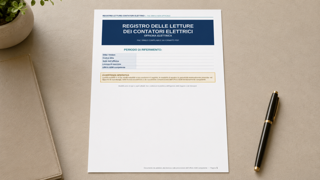 Modello Registro delle Letture dei Contatori Elettrici
