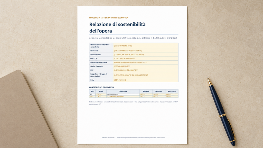 Modello Relazione di Sostenibilità dell'Opera