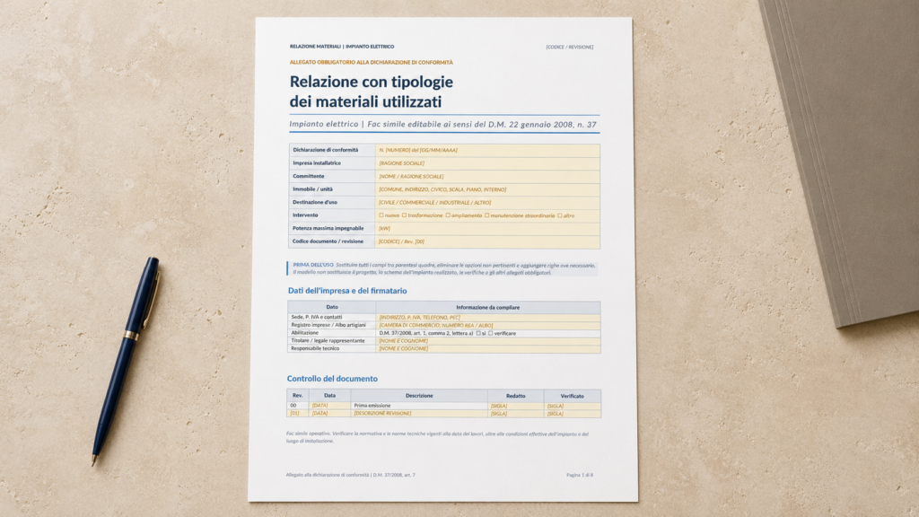 Relazione con Tipologie dei Materiali Utilizzati Impianto Elettrico