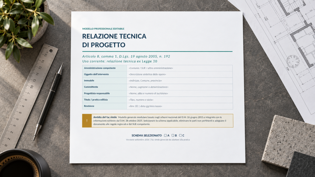 Fac Simile Relazione Tecnica ex Legge 10