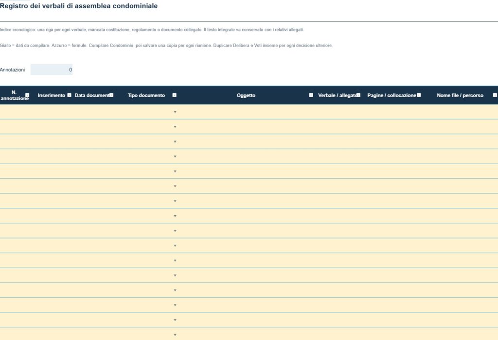 Modello Registro dei Verbali di Assemblea Condominiale Word, Excel e PDF